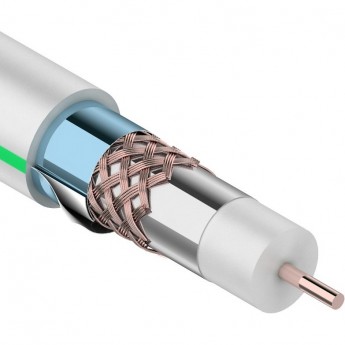 Кабель коаксиальный REXANT RG-6U+CU 100 м две фольги белый Кабель коаксиальный REXANT RG-6U+CU 100 м две фольги белый