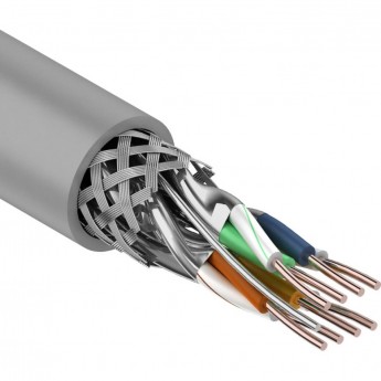 Кабель витая пара REXANT S/FTP, CAT 7, PVC, 4PR, 23AWG, INDOOR, SOLID, серый, 305 м Кабель витая пара REXANT S/FTP, CAT 7, PVC, 4PR, 23AWG, INDOOR, SOLID, серый, 305 м