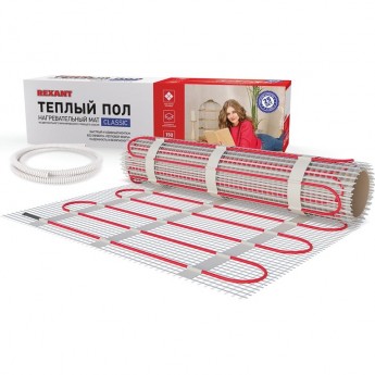 Теплый пол, нагревательный мат REXANT CLASSIC RNX-15-2250, двухжильный, с экраном, площадь 15 м², 0.5х30 м, 2250 Вт Теплый пол, нагревательный мат REXANT CLASSIC RNX-15-2250, двухжильный, с экраном, площадь 15 м², 0.5х30 м, 2250 Вт