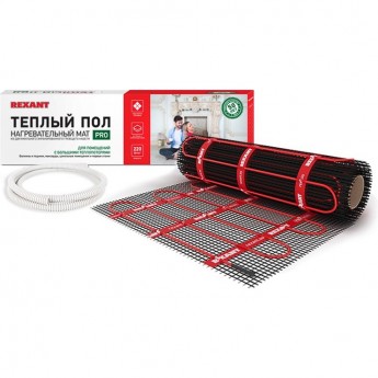 Теплый пол, нагревательный мат REXANT PRO, RNX -1.5-330, двухжильный, с экраном, площадь1.5 м², 0.5х3 м, 330 Вт Теплый пол, нагревательный мат REXANT PRO, RNX -1.5-330, двухжильный, с экраном, площадь1.5 м², 0.5х3 м, 330 Вт